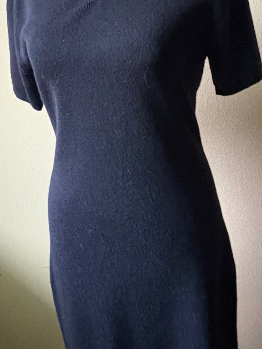 Vintage Classiques Entier Navy V-Neck Wool Knit Dress - Size XXS / XS